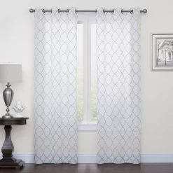 Sonoma Goods For LifeĀ® 2-pack Fret Embroidery Window Curtains