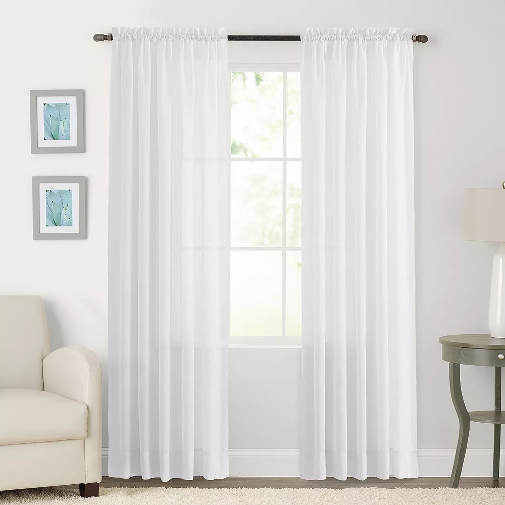 Sonoma Goods For Life® 2-pack Sheer Crushed Voile Window Curtain Sonoma Goods For Life® 2-pack Sheer Crushed Voile Window Curtain -Sonoma Furniture Store 3432381 White