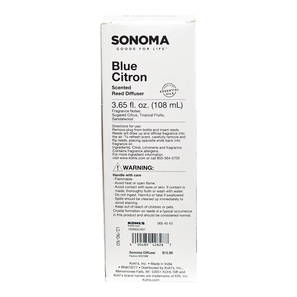 Sonoma Goods For Life® Blue Citron Reed Diffuser 11-piece Set Sonoma Goods For Life® Blue Citron Reed Diffuser 11-piece Set -Sonoma Furniture Store 5529579 ALT2