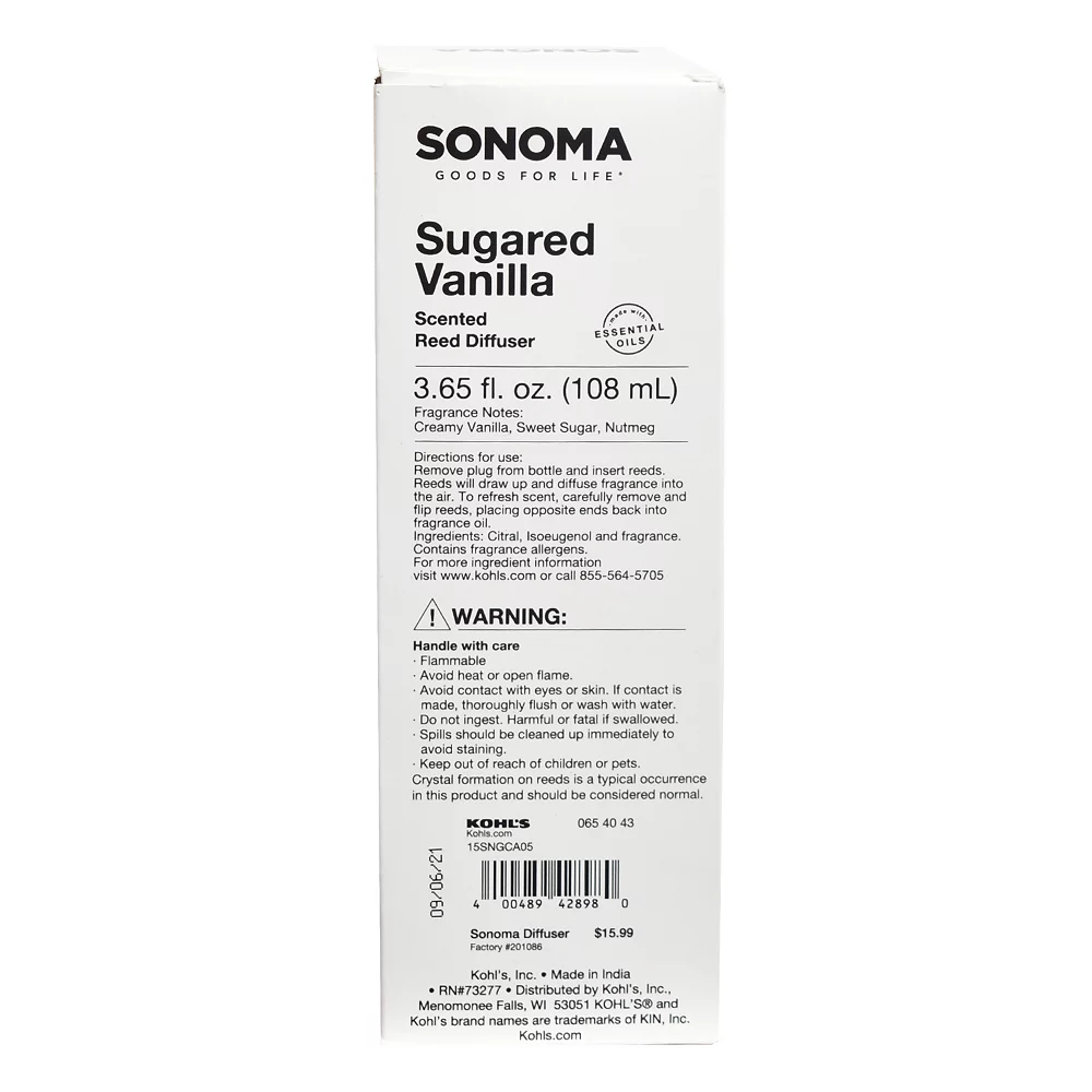Sonoma Goods For Life® Sugared Vanilla Reed Diffuser 11-piece Set Sonoma Goods For Life® Sugared Vanilla Reed Diffuser 11-piece Set -Sonoma Furniture Store 5529583 ALT2