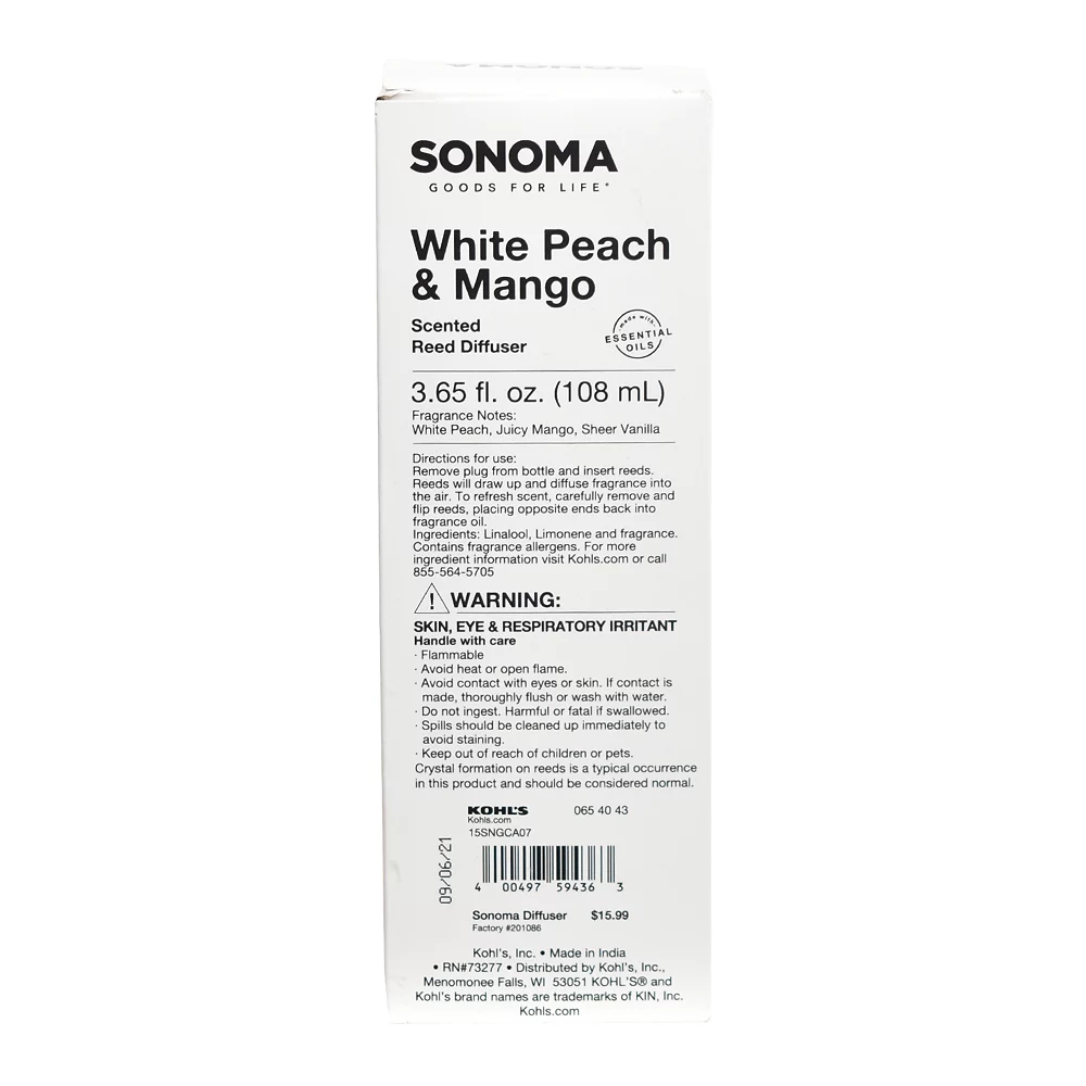 Sonoma Goods For Life® White Peach & Mango Reed Diffuser 11-piece Set Sonoma Goods For Life® White Peach & Mango Reed Diffuser 11-piece Set -Sonoma Furniture Store 5529585 ALT2