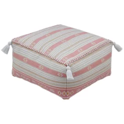 Sonoma Goods For Life® Coral Striped Geo Indoor / Outdoor Square Pouf