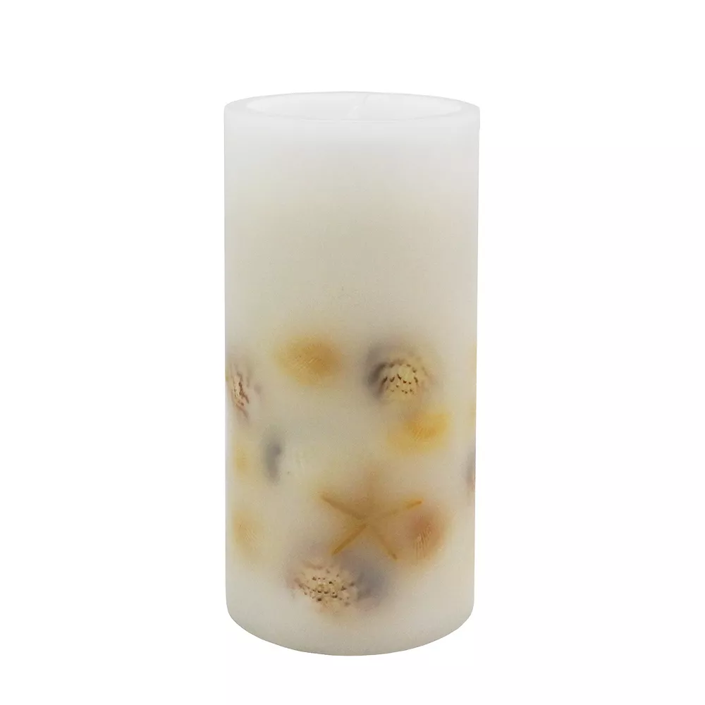 Sonoma Goods For Life® LED Seashell Embedded Pillar Candle Sonoma Goods For Life® LED Seashell Embedded Pillar Candle -Sonoma Furniture Store 5901121 ALT