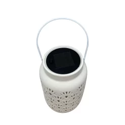 Sonoma Goods For Life® Small Ceramic Solar LED White Lantern -Sonoma Furniture Store 5905815 ALT2